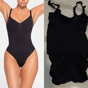 Skims Seamless Sculpt Brief Bodysuit Black Onyx Size Small Medium like new